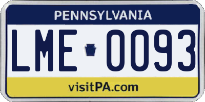 PA license plate LME0093