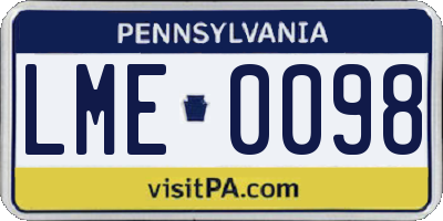 PA license plate LME0098