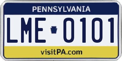 PA license plate LME0101