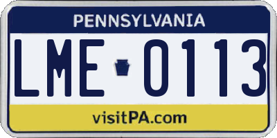 PA license plate LME0113