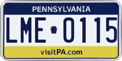 PA license plate LME0115