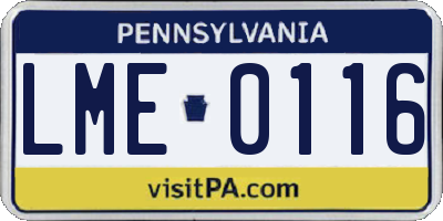PA license plate LME0116