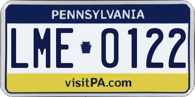 PA license plate LME0122
