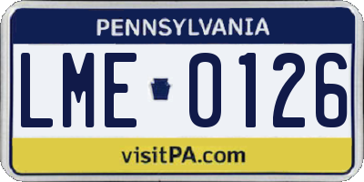 PA license plate LME0126