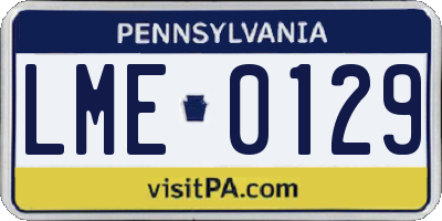 PA license plate LME0129