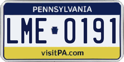 PA license plate LME0191