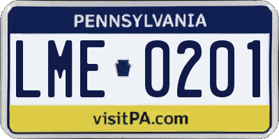 PA license plate LME0201