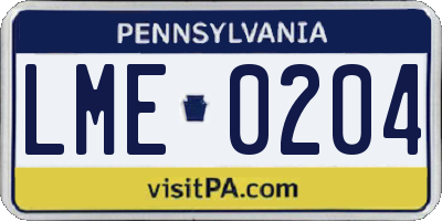 PA license plate LME0204
