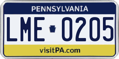 PA license plate LME0205