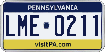 PA license plate LME0211