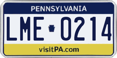 PA license plate LME0214