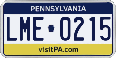 PA license plate LME0215