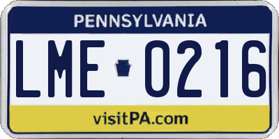 PA license plate LME0216