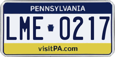 PA license plate LME0217
