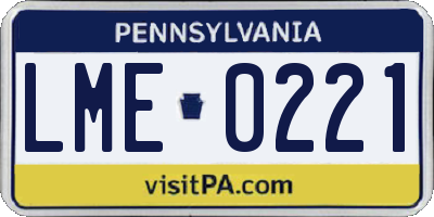 PA license plate LME0221