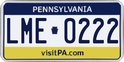 PA license plate LME0222