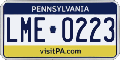PA license plate LME0223