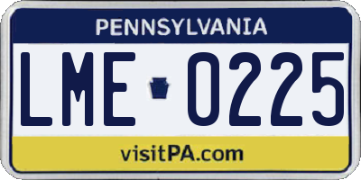 PA license plate LME0225