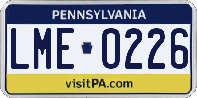 PA license plate LME0226