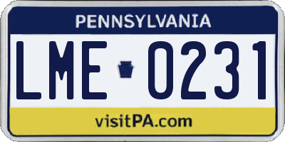 PA license plate LME0231