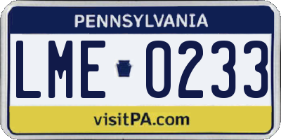 PA license plate LME0233