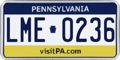 PA license plate LME0236