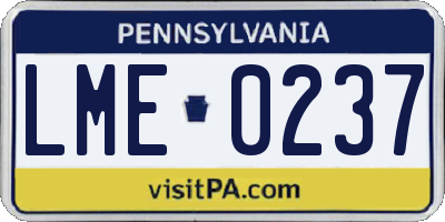 PA license plate LME0237