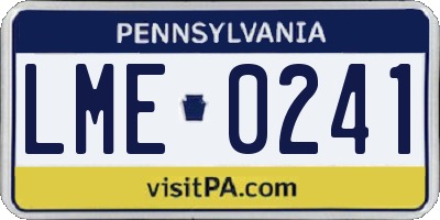 PA license plate LME0241
