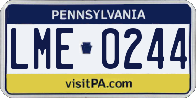 PA license plate LME0244