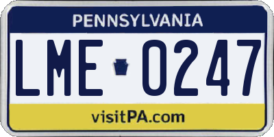 PA license plate LME0247