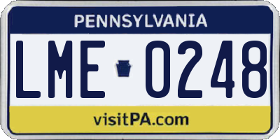 PA license plate LME0248