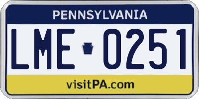 PA license plate LME0251