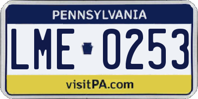 PA license plate LME0253