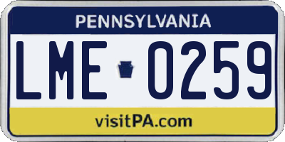 PA license plate LME0259