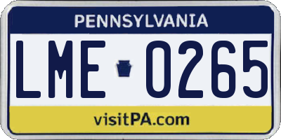 PA license plate LME0265