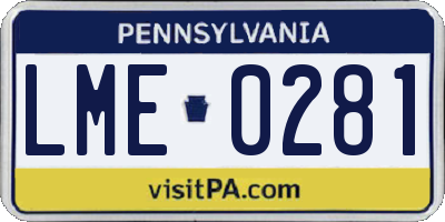 PA license plate LME0281