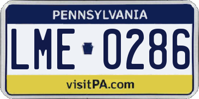 PA license plate LME0286