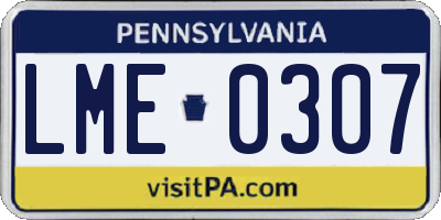 PA license plate LME0307