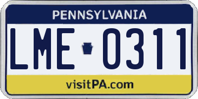 PA license plate LME0311