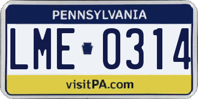 PA license plate LME0314
