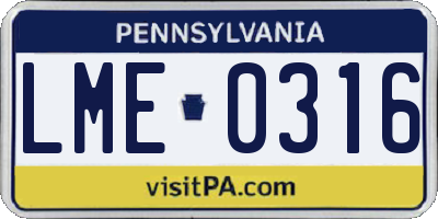 PA license plate LME0316