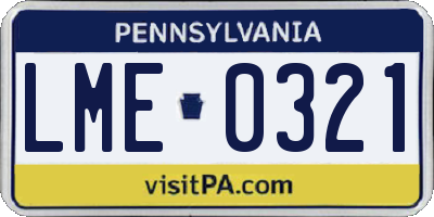 PA license plate LME0321