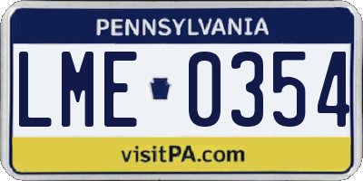 PA license plate LME0354