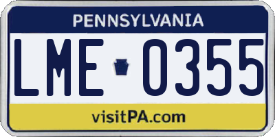 PA license plate LME0355