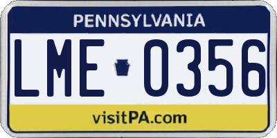 PA license plate LME0356