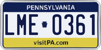 PA license plate LME0361