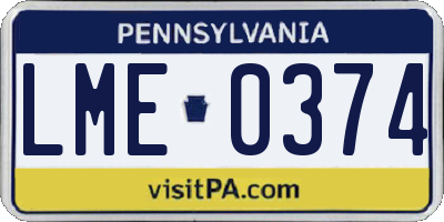 PA license plate LME0374