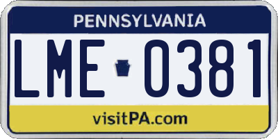 PA license plate LME0381