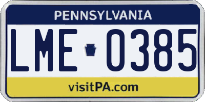 PA license plate LME0385