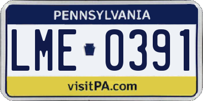 PA license plate LME0391